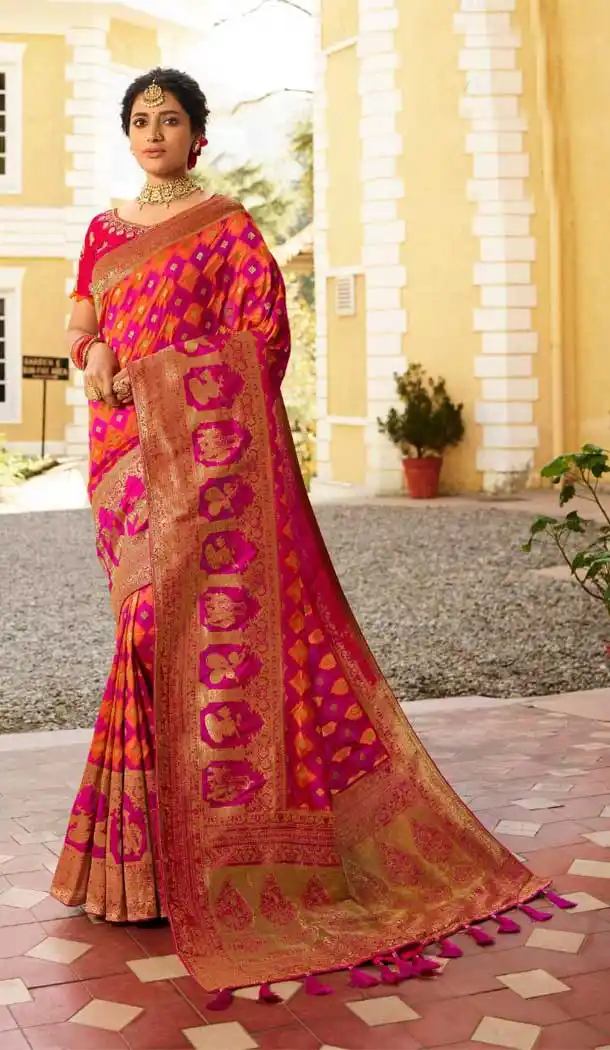 Chic Multi Color Pure Banarasi Silk Designer Classic Traditional Wear Saree -9304110072