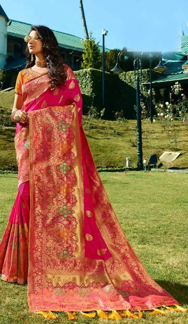 Rani Pink Color Pure Banarasi Silk Designer Classic Traditional Wear Saree -9304110081