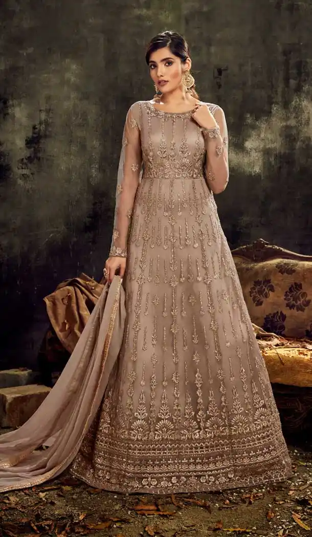 Adorable Coco Color Butterfly Fly Heavy Designer Abaya Style Anarkali Suit -9300110052