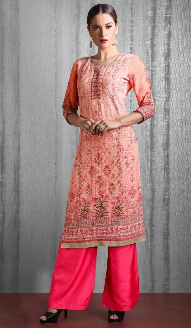 Peach Color Georgette Designer Party Wear Readymade Plus Size Suit -9310110138