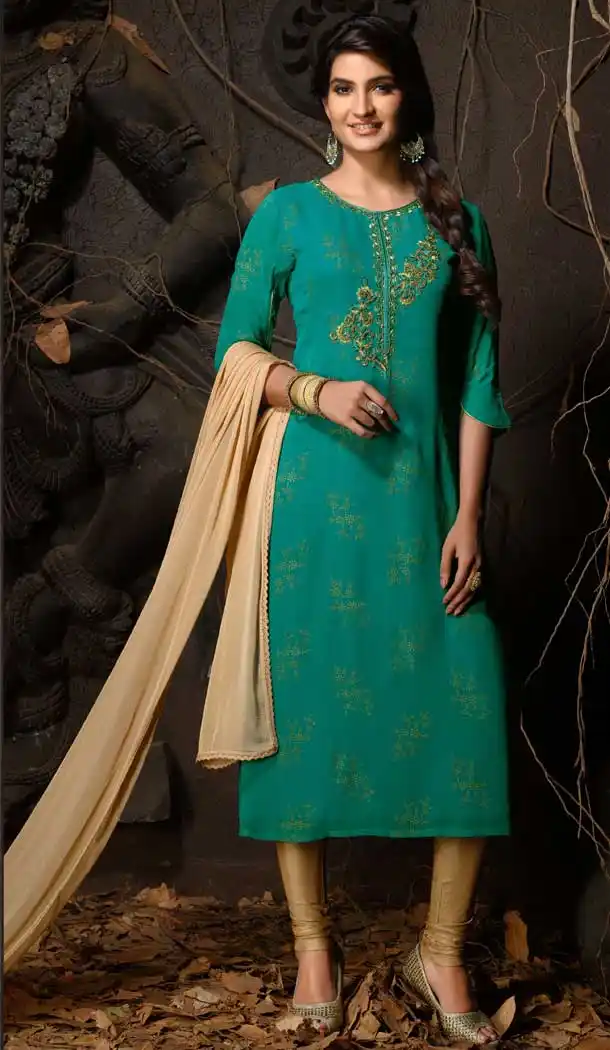 Green Color Vicose Designer Party Wear Readymade Plus Size Suit -9310110142