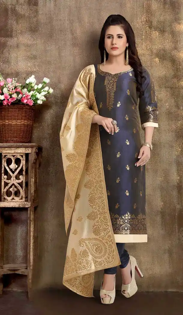 Purple Color Brocade Silk Designer Party Wear Readymade Plus Size Suit -9310110149
