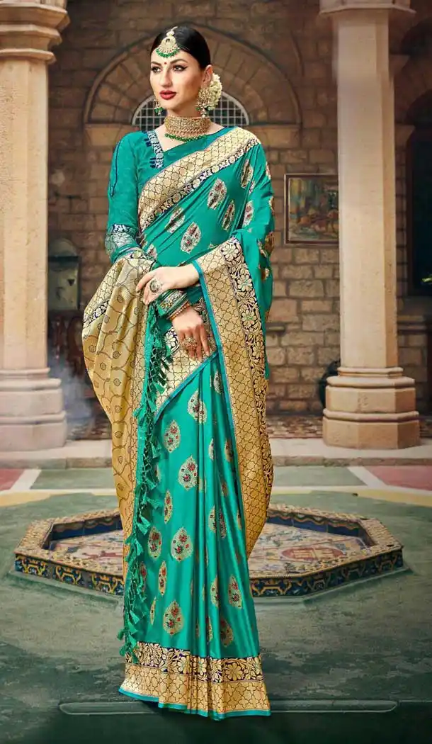 Splendorous Green Color Banarasi Fancy Silk Traditional Wear Saree Blouse -9314110172