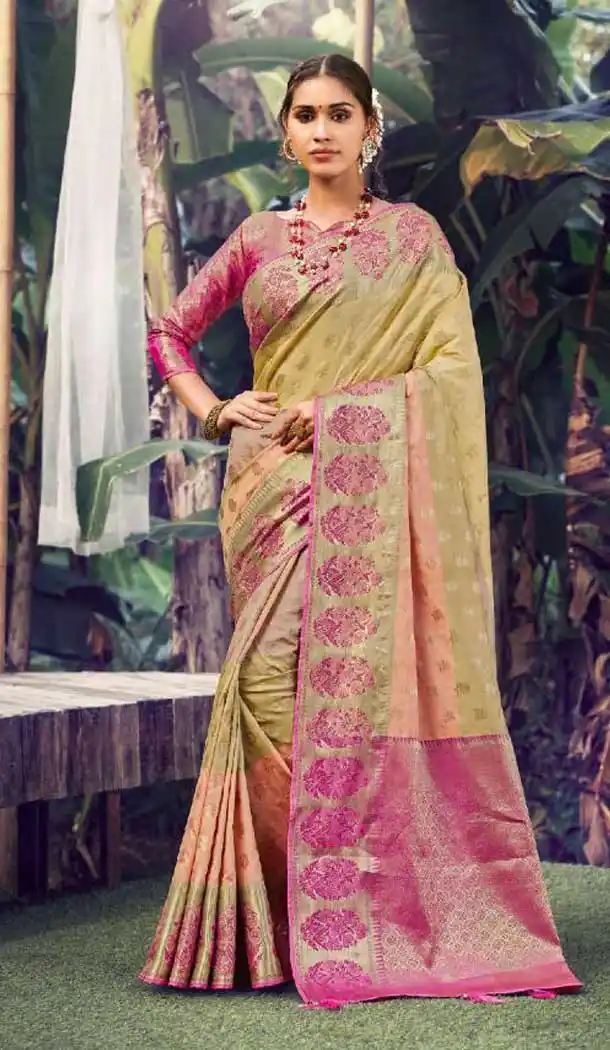 Adorable Gold Color Silk Jacquard Work Party Wear Saree Blouse -9318110221