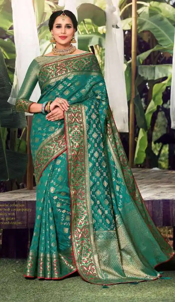 Rama Green Color Silk Jacquard Work Party Wear Saree Blouse -9318110224