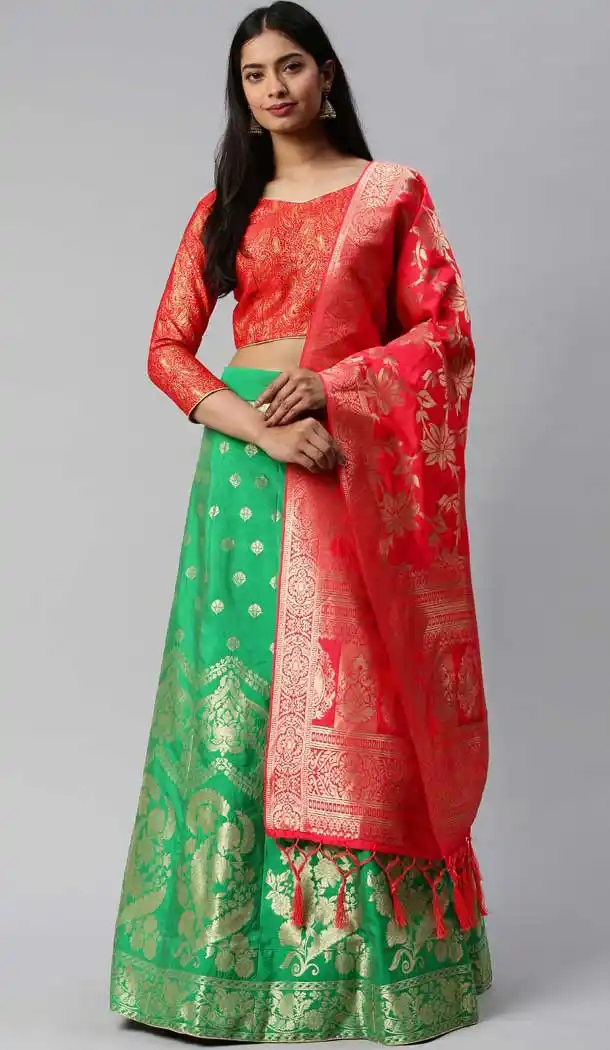 Light Green Color Banarasi Jacquard Silk Party Wear Lehenga Choli -9320110237