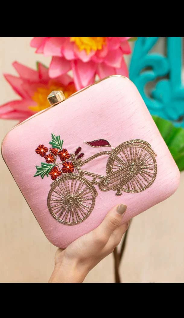 Fancy Designer Party Wear Raw Silk Clutches -9361110605