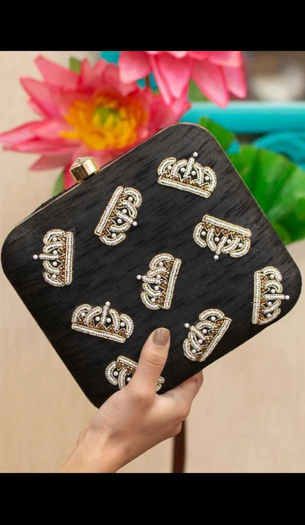 Fancy Designer Party Wear Raw Silk Clutches -9361110606