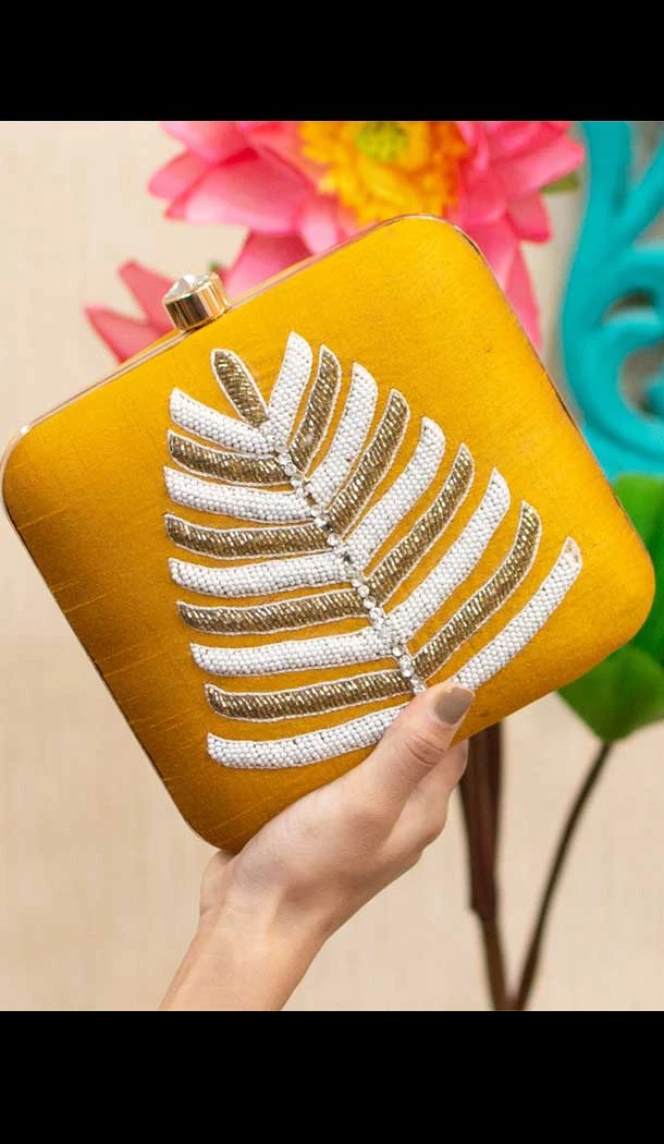 Fancy Designer Party Wear Raw Silk Clutches -9361110618