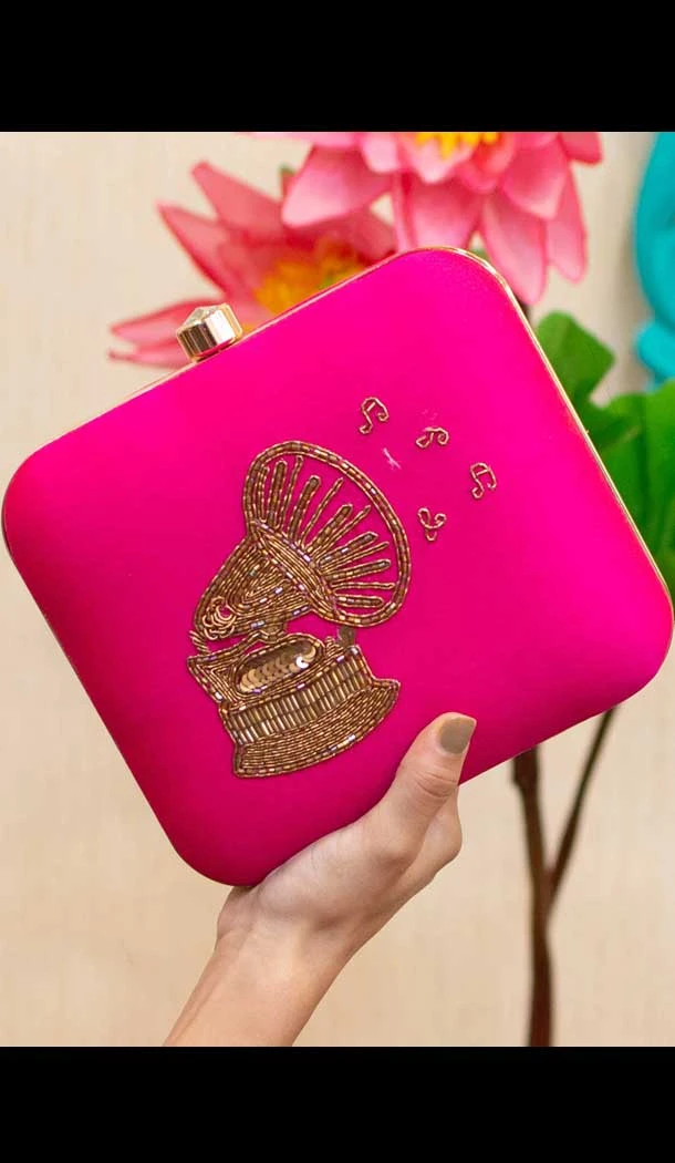 Fancy Designer Party Wear Raw Silk Clutches -9361110620