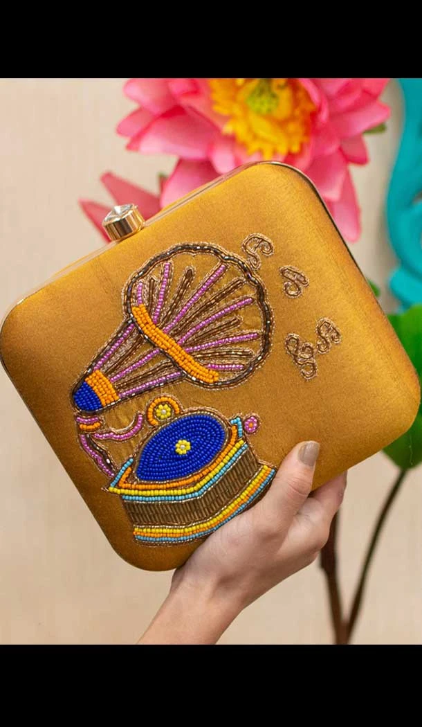 Fancy Designer Party Wear Raw Silk Clutches -9361110621