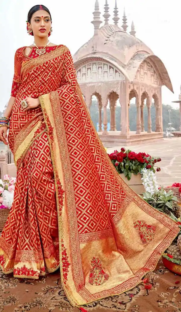 banarasi silk bridal saree with price -9322110270