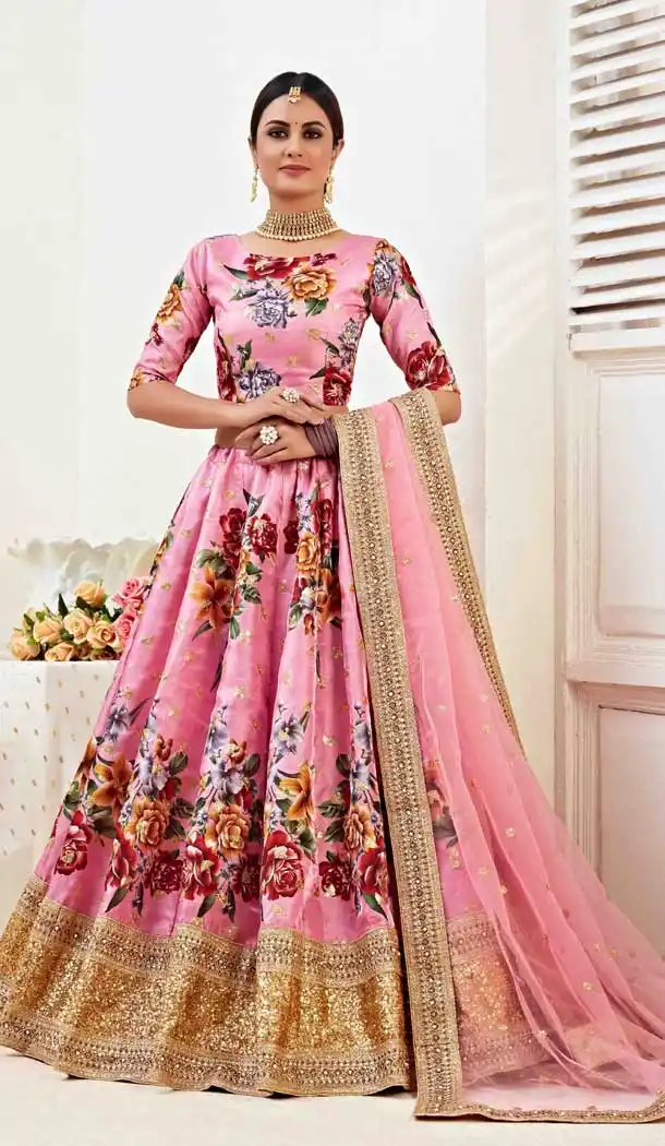 Pink Color Banglori Satin Designer Traditional Wear Fancy Lehenga Choli -9369110727