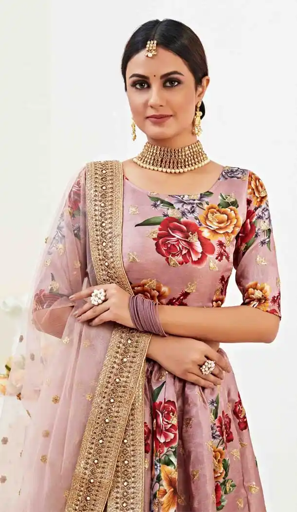 Rosy Brown Color Banglori Satin Designer Traditional Wear Fancy Lehenga Choli -9369110729