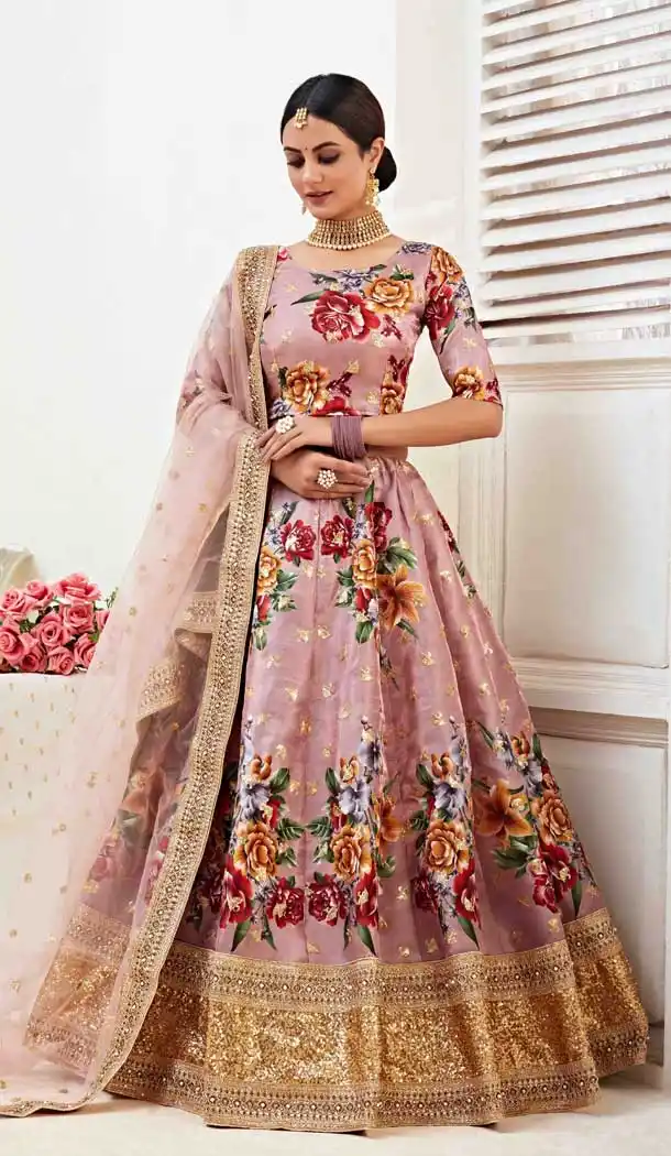 Rosy Brown Color Banglori Satin Designer Traditional Wear Fancy Lehenga Choli -9369110729