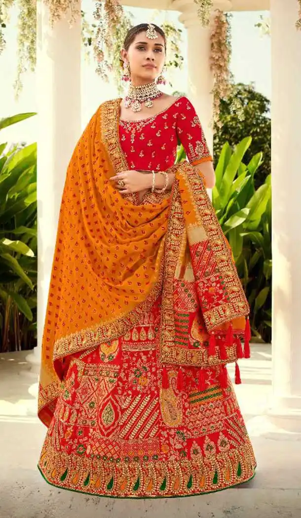 Red Color Silk Designer Traditional Bridal Wedding Wear Lehenga Choli -9371110739