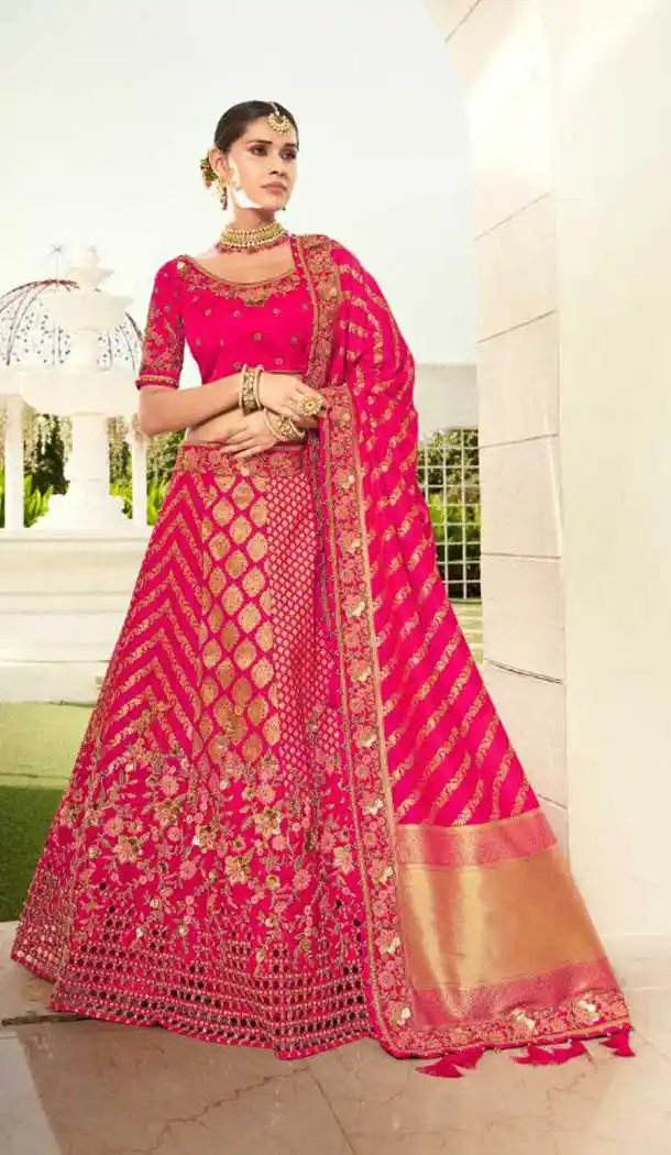 Rani Pink Color Silk Designer Traditional Bridal Wedding Wear Lehenga Choli -9371110746