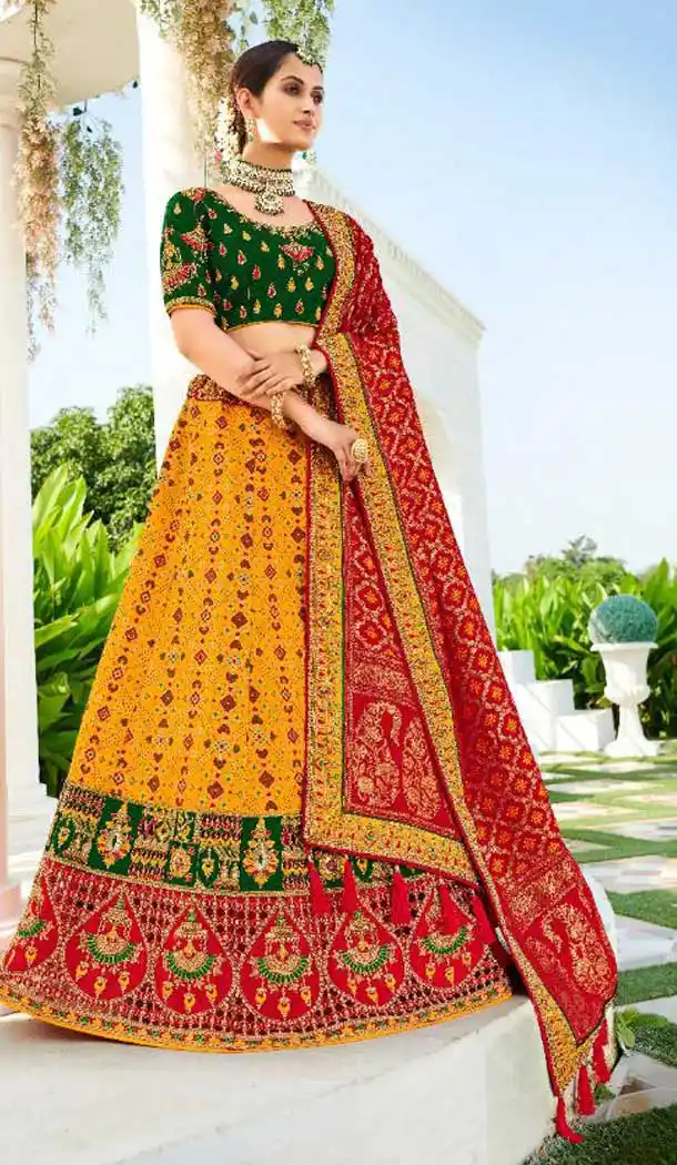 Yellow Color Silk Designer Traditional Bridal Wedding Wear Lehenga Choli -9371110747