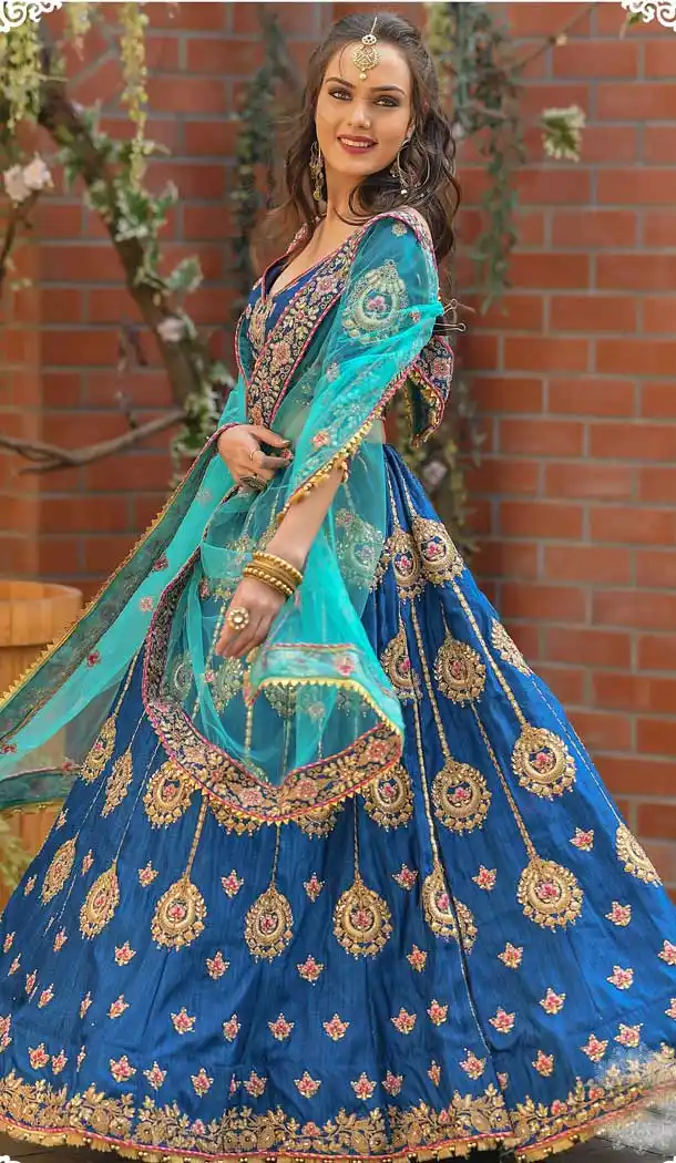 Alluring Blue Color Chenni Adda Silk Designer Party Wear Lehenga Choli -9379110800