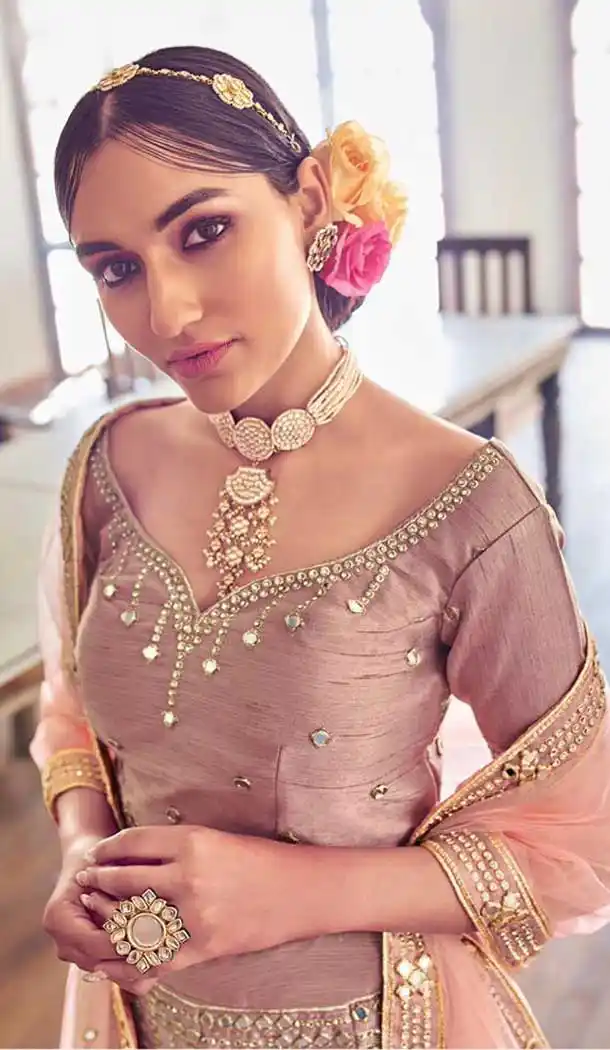 Light Coffee Color Heavy Silk Bridal Wedding Wear Lehenga Choli -9381110810