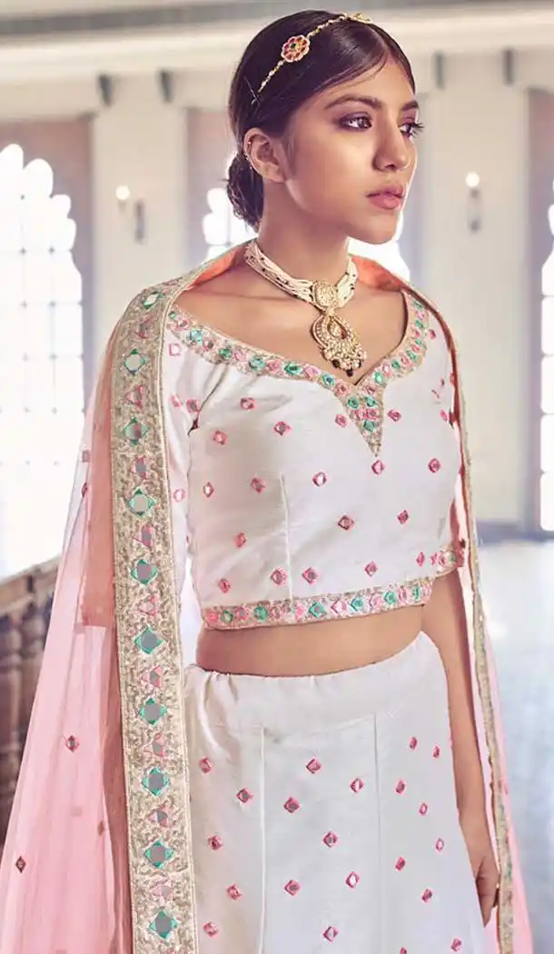 White Color Heavy Silk Bridal Wedding Wear Lehenga Choli -9381110811
