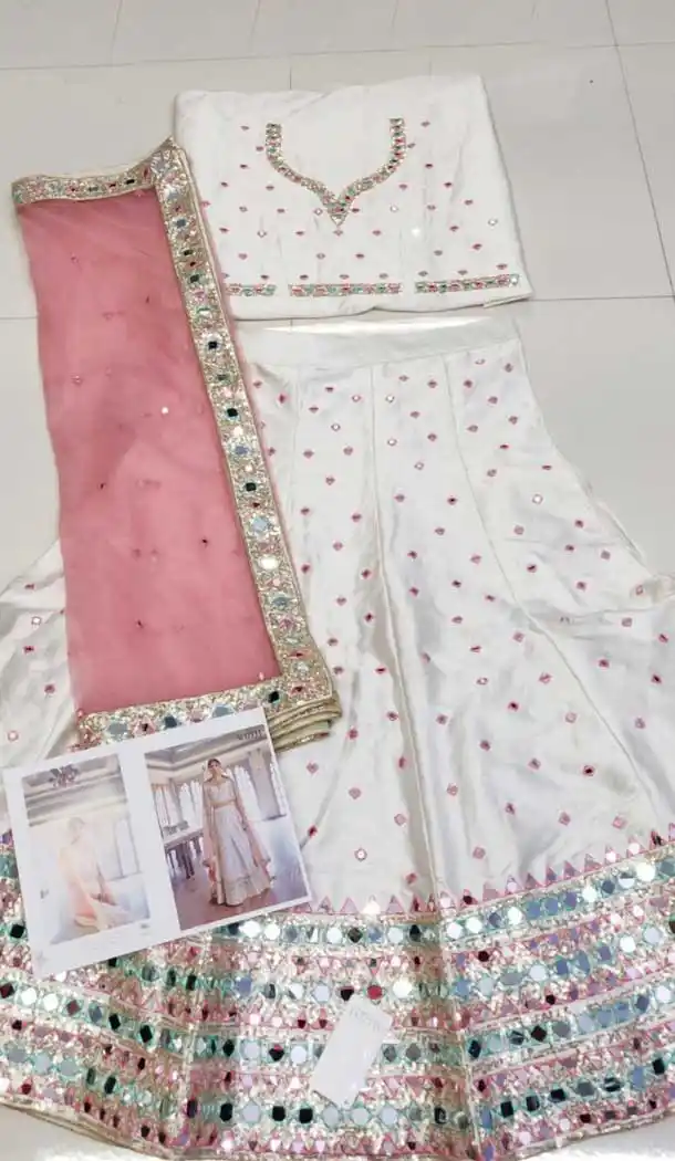 White Color Heavy Silk Bridal Wedding Wear Lehenga Choli -9381110811