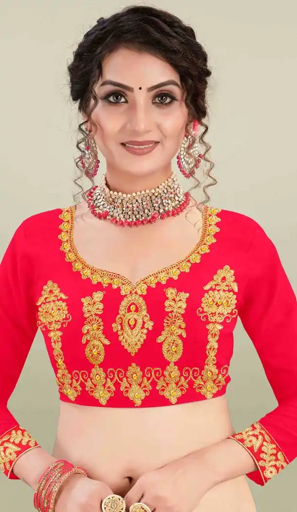 Pink Color Satin Silk Heavy Embroidered Traditional Wear Lehenga Choli -9408111001