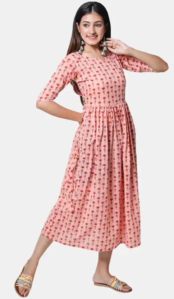 Aesthetic Pink Color Cotton Latest Designer Party Wear Readymade Tunic Top -9414111064