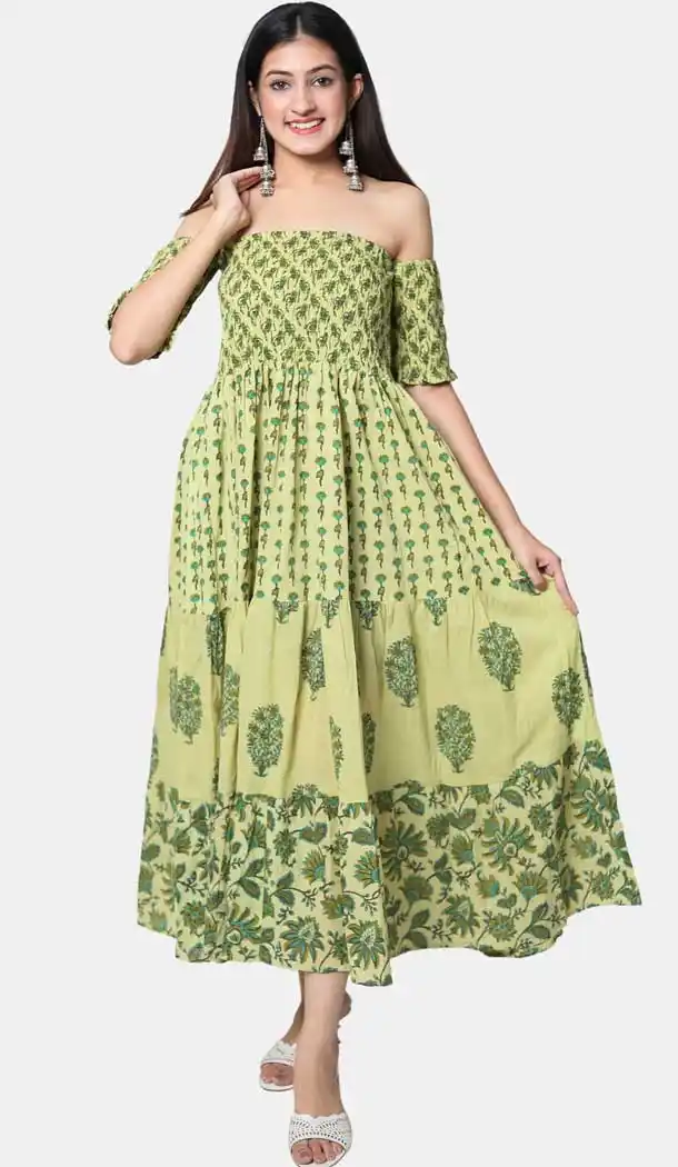 Green Color Cotton Latest Designer Casual Wear Readymade Tunic Top -9415111066