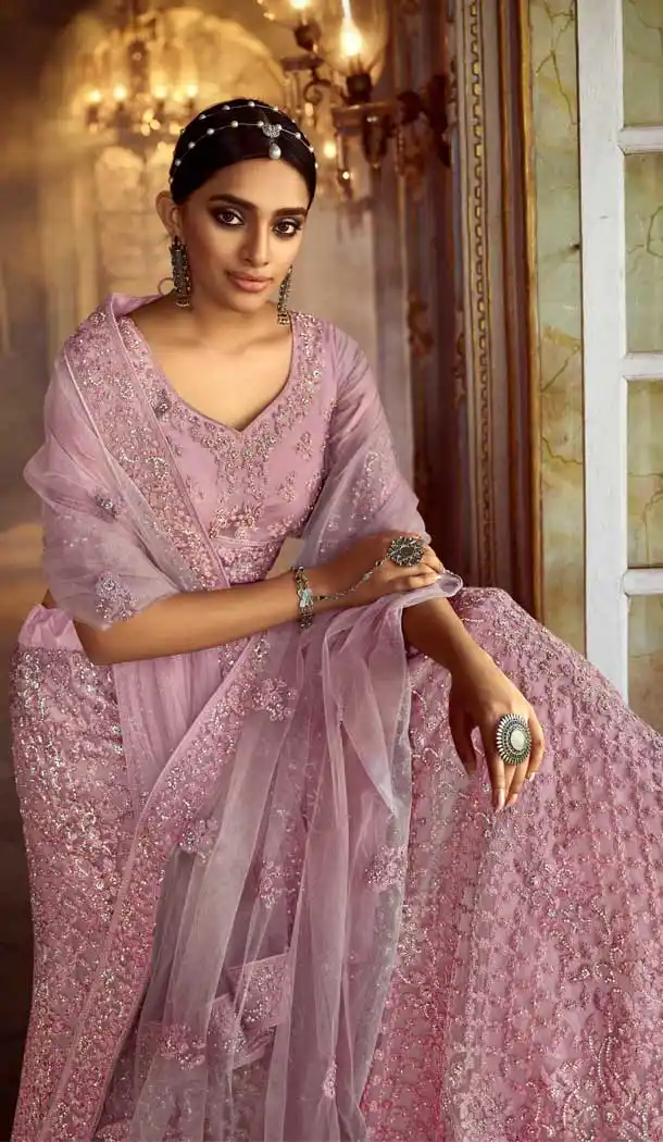 Pink Color Soft Net Designer Bridal Wedding Wear Lehenga Choli For Women -9450111390