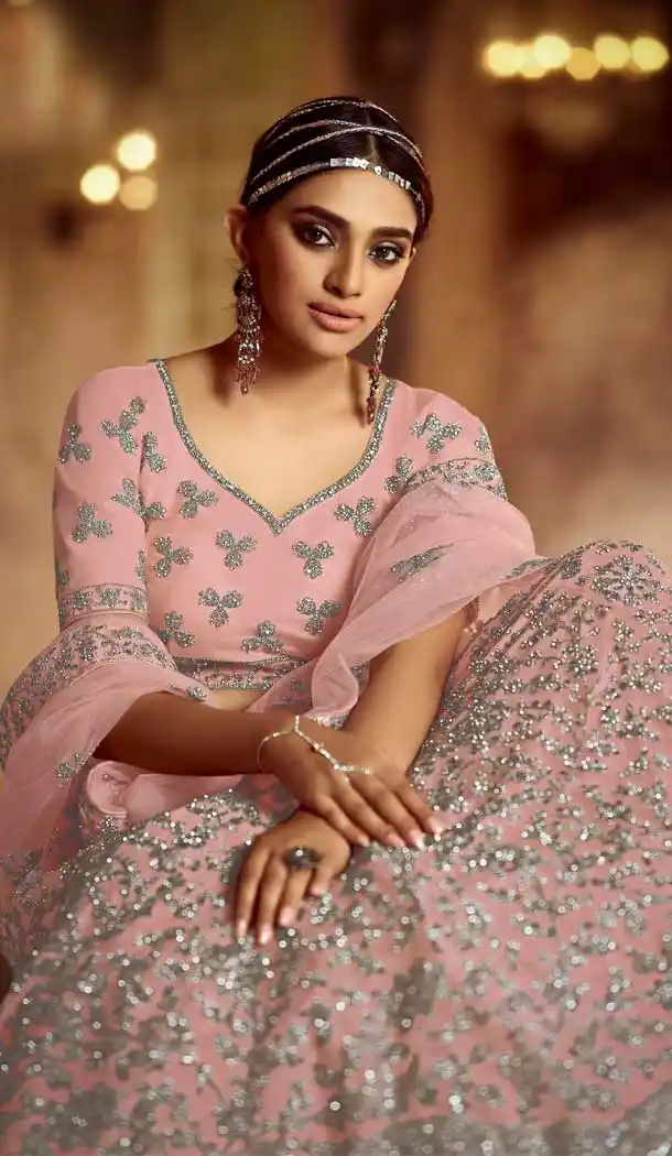Pink Color Soft Net Designer Bridal Wedding Wear Lehenga Choli For Women -9450111392