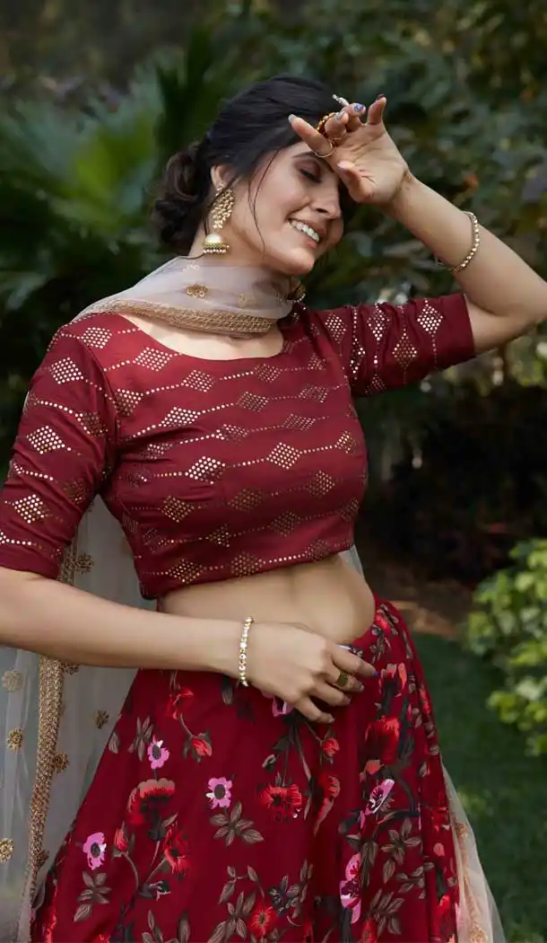 Maroon Color Silk Crepe Designer Heavy Fancy Party Wear Lehenga Choli -9458111429