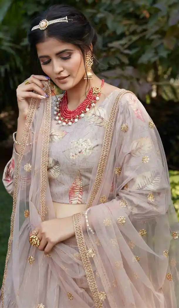 Dusty Color Cotton Designer Heavy Fancy Party Wear Lehenga Choli -9458111431