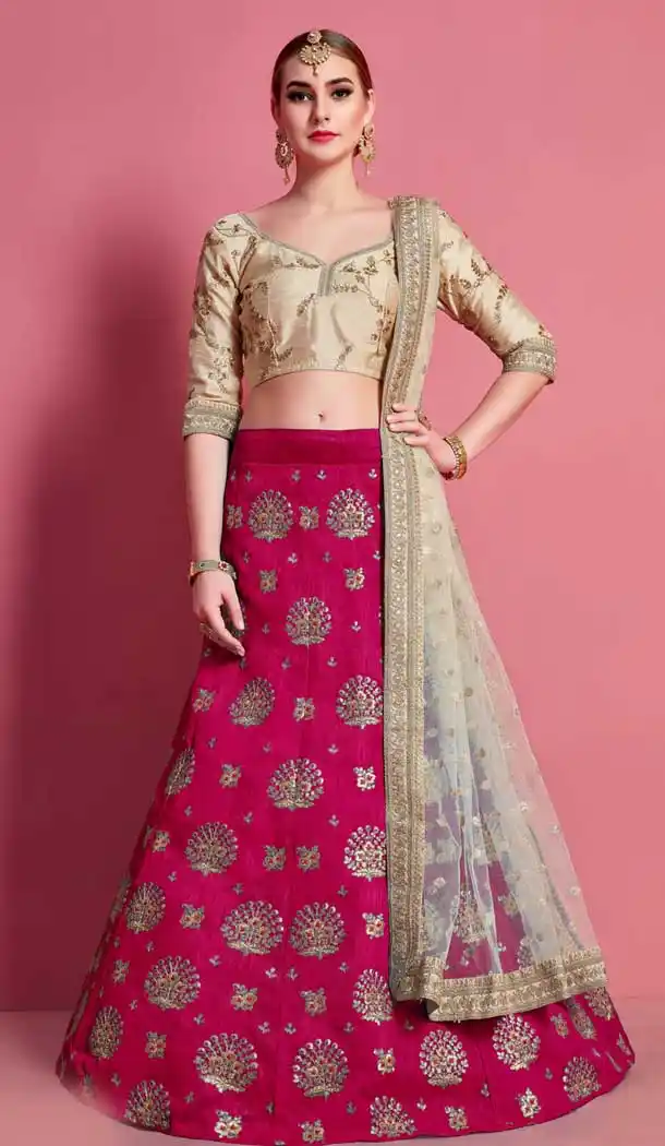 Rani Pink Color Art Silk Heavy Embroidered Work Designer Lehenga Choli -9462111470