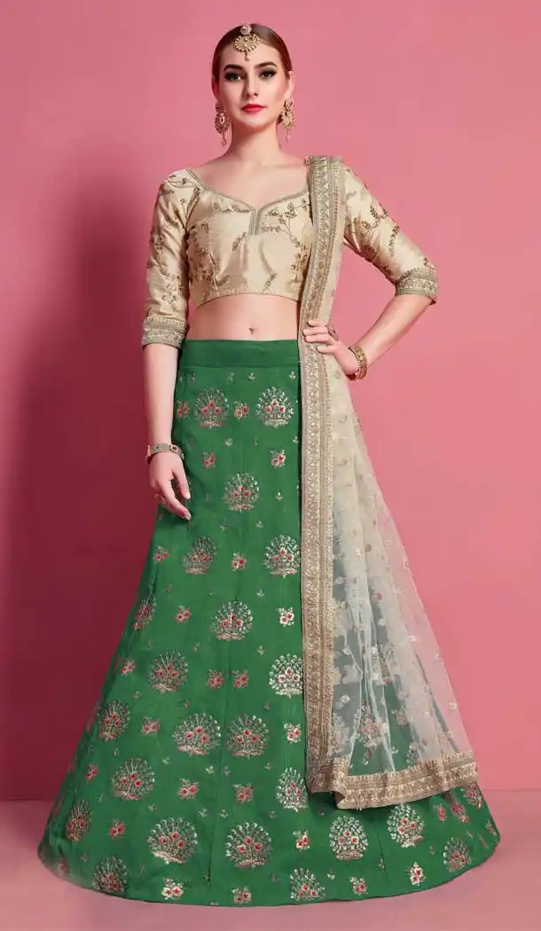 Green Color Art Silk Heavy Embroidered Work Designer Lehenga Choli -9462111471
