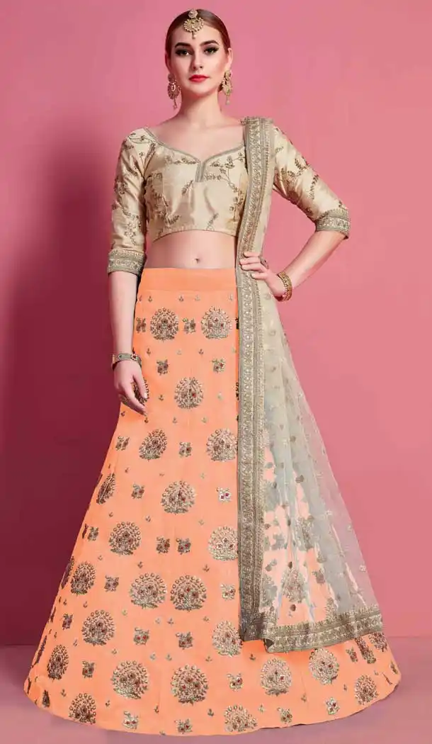 Orange Color Art Silk Heavy Embroidered Work Designer Lehenga Choli -9462111472