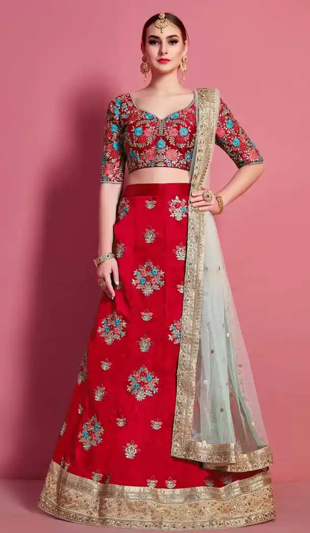 Red Color Art Silk Heavy Embroidered Work Designer Lehenga Choli -9462111478
