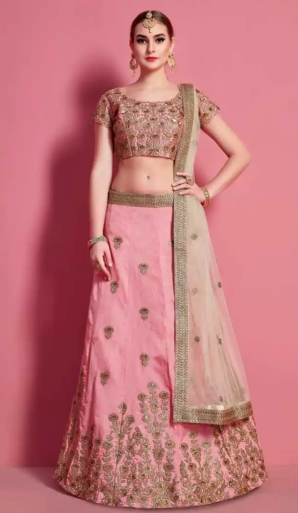 Baby Pink Color Art Silk Heavy Embroidered Work Designer Lehenga Choli -9462111479