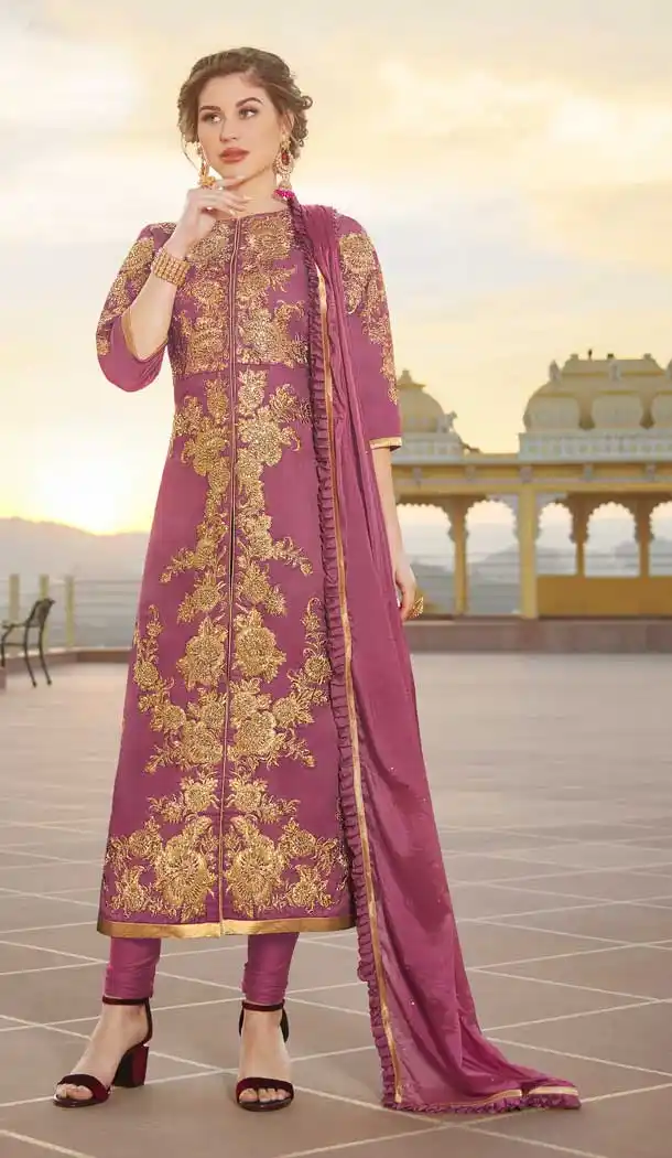 Taffy Color Heavy Pure Chanderi Designer Party Wear Salwar Kameez -9460111462