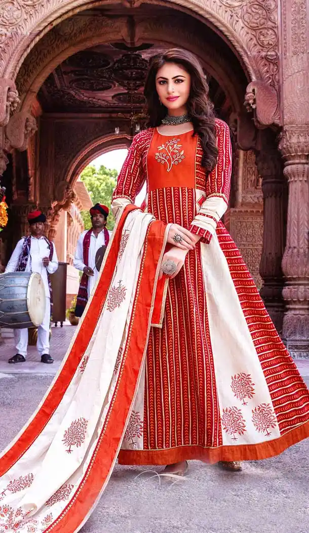 Multi Color Heavy Loan Cotton Embroidered Readymade Kurti With Dupatta -9485111688