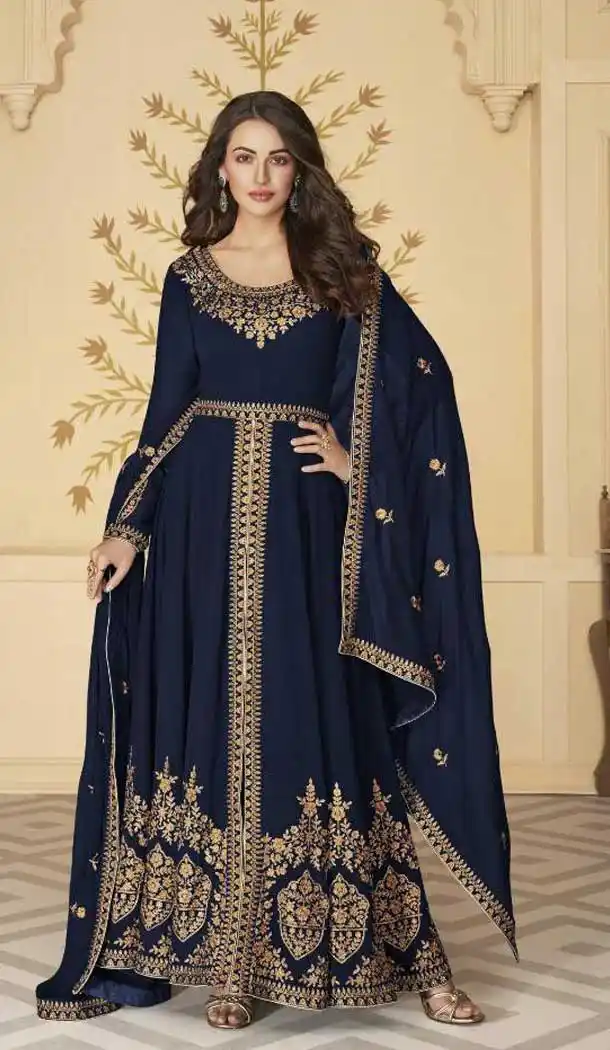 Nevy Blue Color Georgette Embroidery Designer Pakistani Salwar Kameez -9517111908