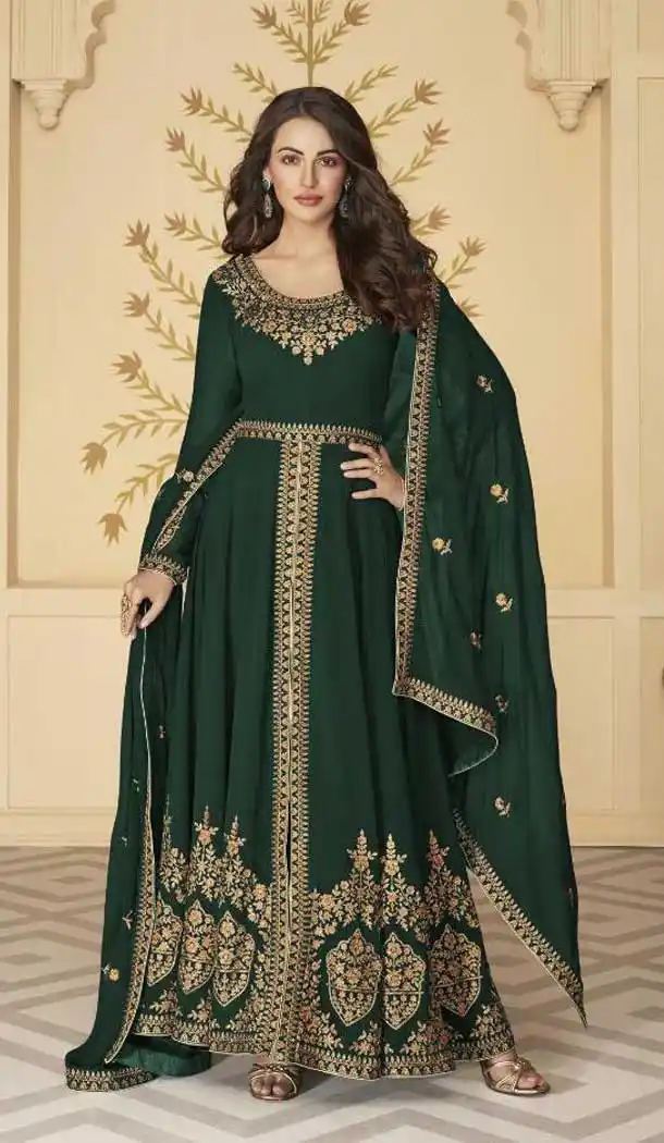Green Color Georgette Embroidery Designer Pakistani Salwar Kameez -9517111909