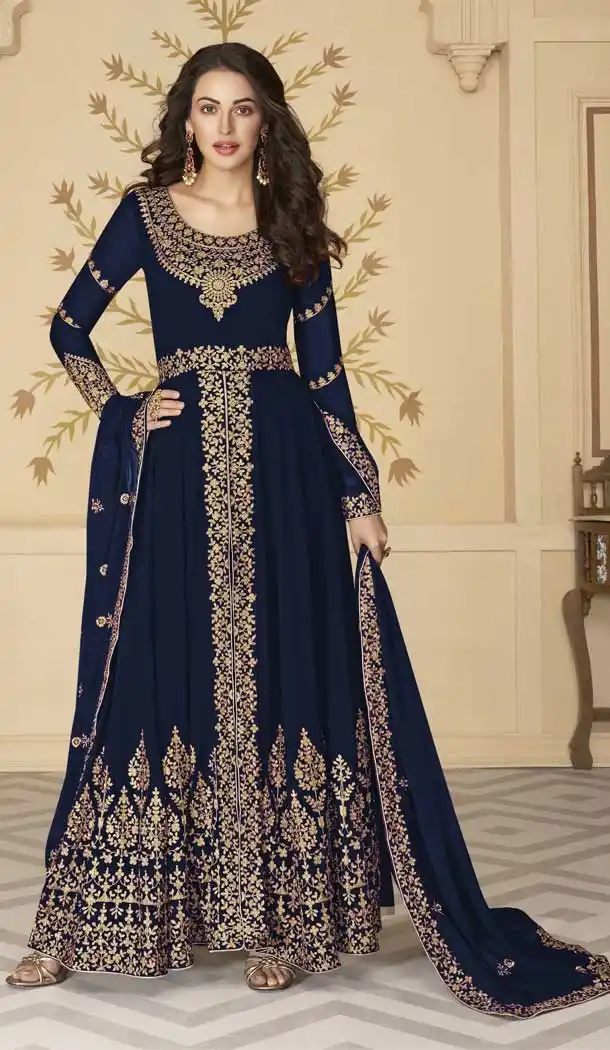 Nevy Blue Color Georgette Eid Festive Wear Long Pakistani Salwar Kameez -9518111913