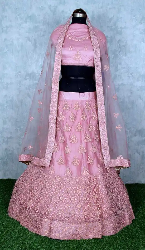 Pink Color Net Heavy Designer Wedding Mehendi Wear Lehenga Choli -9553112289