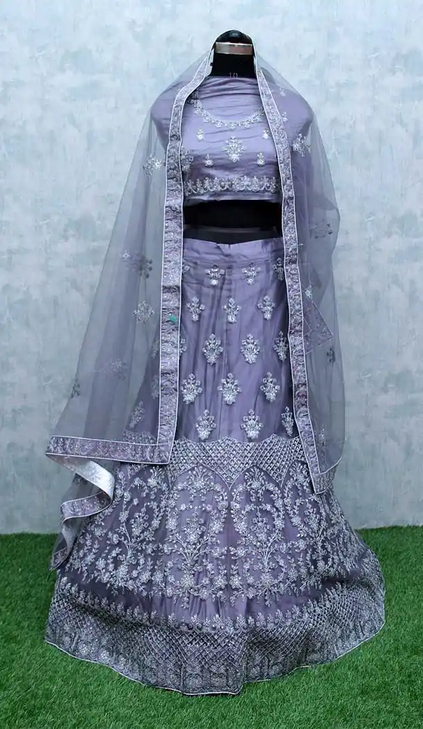 Dark Blue Color Net Heavy Designer Wedding Mehendi Wear Lehenga Choli -9553112297