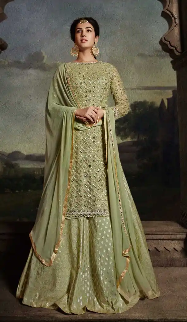 Sea Green Color Net Designer Heavy Pakistani Style Aanarkali Salwar Suit -9560112338