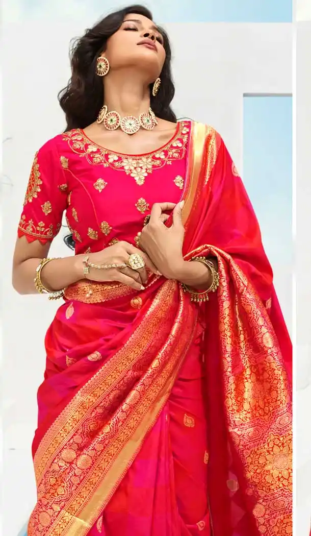 Rani Pink Color Banarasi Silk Heavy Designer Traditional Wear Saree -9629113037