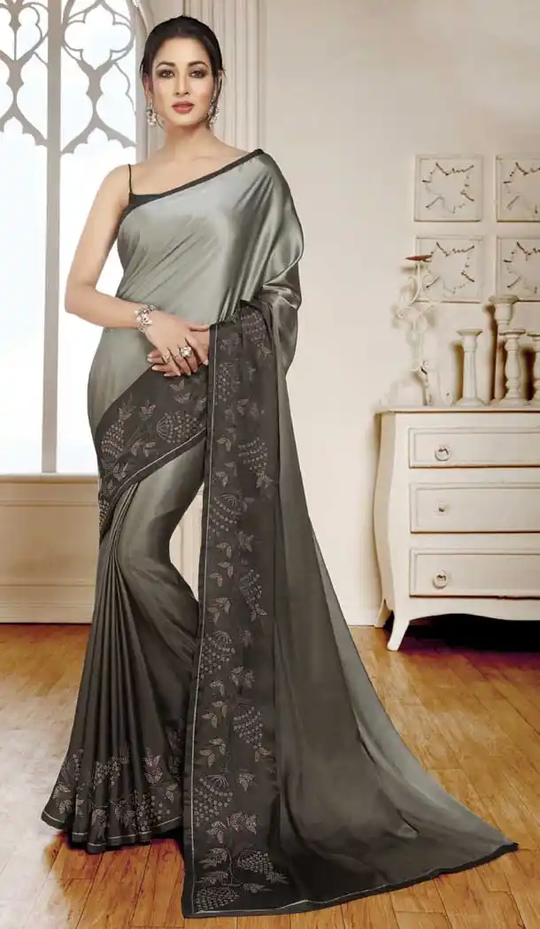 Gleaming Multi Color Satin Designer Party Wear Fancy Saree Blouse -9640113160