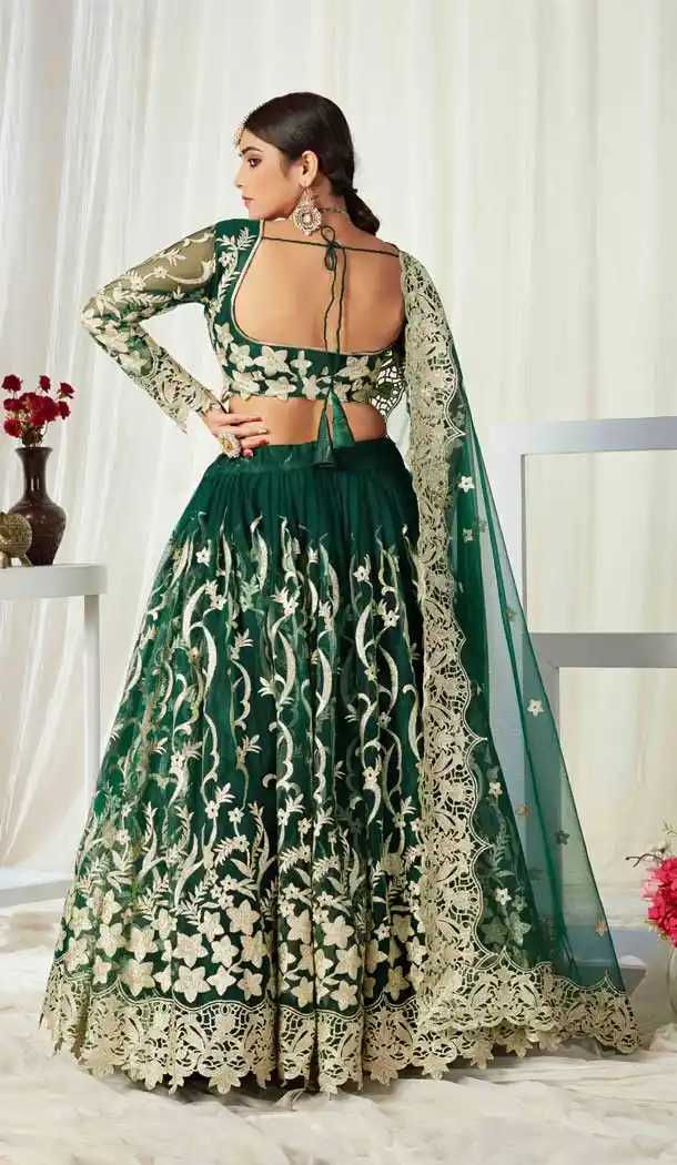 Charming Green Color Butterfly Net Designer Wedding Wear Lehenga Choli -9647113247