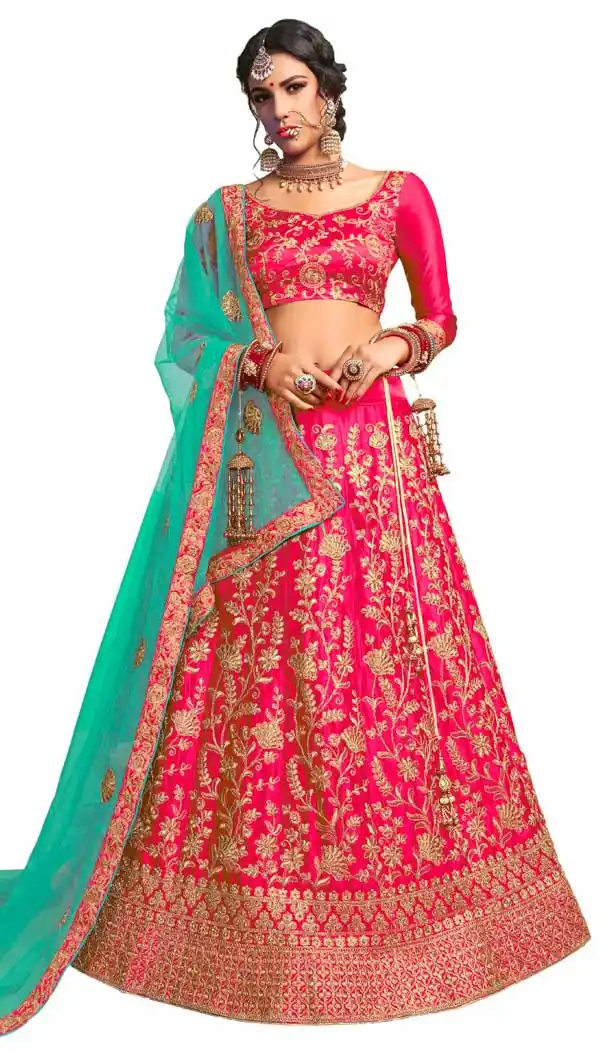 Ethnic Pink Color Satin Silk Traditional Party Wear Designer Lehenga Choli -9693113849
